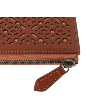 genten ダイヤカットワーク　Lファスナー長財布 チャ