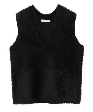 Green Parks シャギーＶネックニットベスト Black