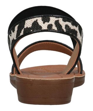 Green Parks ・ｒｉｃｈ　ｂｌｕｅ　雑材ゴムストラップサンダル Black