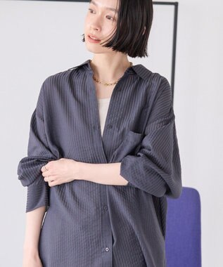 AMERICAN HOLIC シャドーストライプオーバーシャツ Charcoal Gray