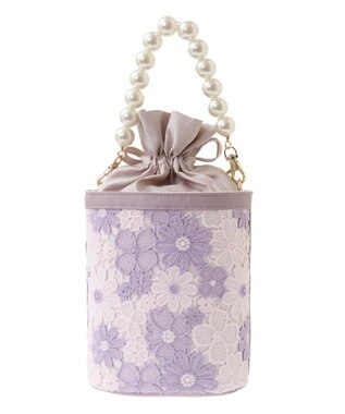 Maison de FLEUR フラワーレース2Wayバケツ型バッグ Lavender
