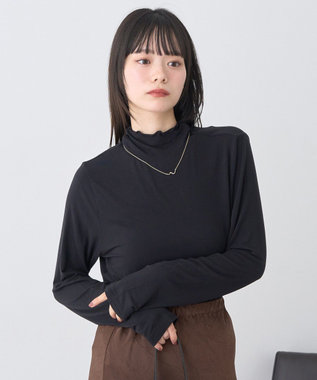 earth music&ecology 【吸湿発熱】あったかフェミニンインナー(シアーハイネック) Black