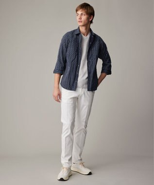 JOSEPH ABBOUD 【キングサイズ・2WAY/】ライトリバーシブルストライプシャツ ネイビー系1