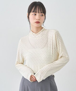 earth music&ecology 【吸湿発熱】あったかフェミニンインナー(シアーハイネック) Dot