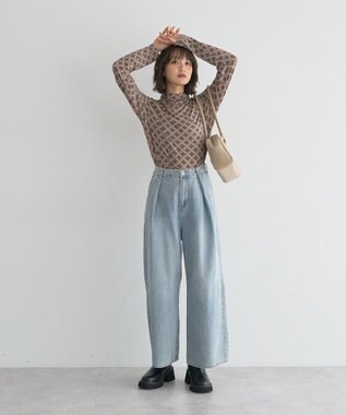 earth music&ecology 【吸湿発熱】あったかフェミニンインナー(シアーハイネック) Check Brown