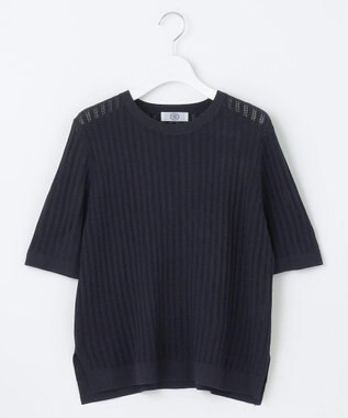 J.PRESS LADIES L 【洗える・抗菌防臭】VISCOSE STRETCH サマー ニット ネイビー系