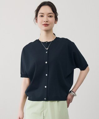 自由区 【前後着用可能】クレープストレッチドルマンスリーブ ニット ブラック