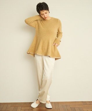 #Newans 【洗える】フレアシルエットチュニックニット ベージュ系