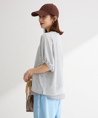 Green Parks 袖ドロストシアー裏毛ドッキングプルオーバー Gray Mixture