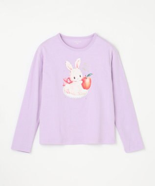 ANY KIDS アニマル×フルーツ 長袖 Tシャツ ラベンダー×ウサギ