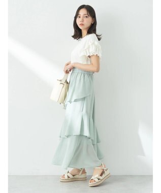 earth music&ecology フリルスリーブカットソー Off White