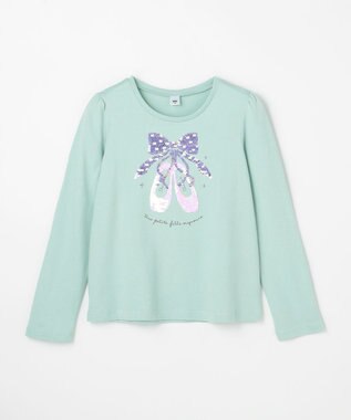 ANY KIDS ミラクルスパンコール 長袖Tシャツ ミント×バレエ