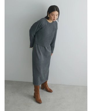 Green Parks armonia. ＳＥＴ２点ニットワンピース Charcoal Gray