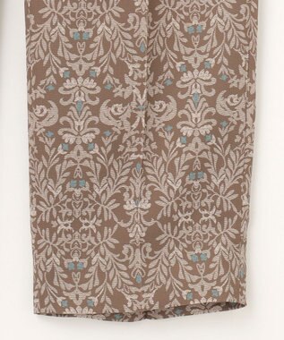 自由区 L 【洗える】ダマスクフローラルプリントテーパード パンツ モカ