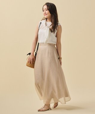 uncrave 【手洗い可】リンクルオーガンジー フレアスカート（uncrave STANDARD） ベージュ