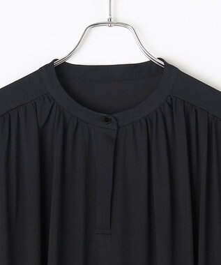 #Newans 【乾燥機可能/接触冷感】ヨークギャザーロングワンピース ブラック