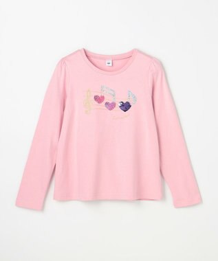 ANY KIDS ミラクルスパンコール 長袖Tシャツ ピンク×音符