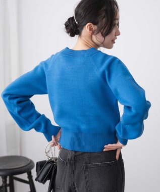 WEGO ジャガードショートニットプルオーバー ブルー