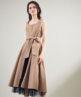 GRACE CONTINENTAL ジップディテールワンピース キャメル