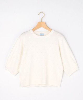 組曲 L 【先行予約・WEB限定】ポップコーンアーガイル5分袖 ニット ホワイト系