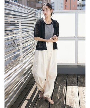 CRAFT STANDARD BOUTIQUE 配色メッシュニットカーディガン Black