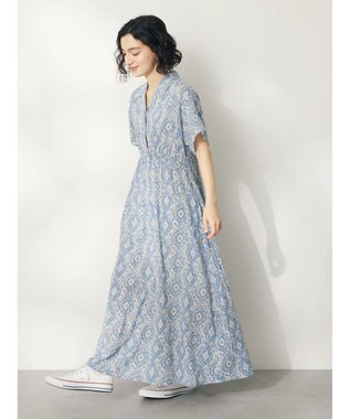 CRAFT STANDARD BOUTIQUE インド綿オープンカラーワンピース Blue