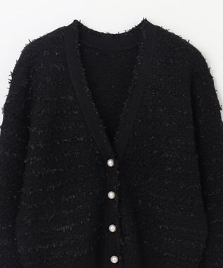 GRACE CONTINENTAL ラメツイードニットカーディガン ブラック