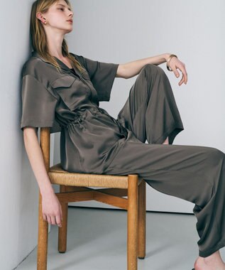 uncrave ライトダブルサテン ワイドパンツ トープ