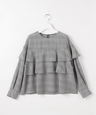 自由区 L 【カタログ掲載】TWハイツイストビエラフリル ブラウス グレンチェック