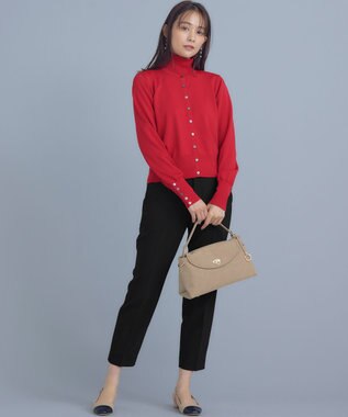 組曲 S 【6色展開・UVケア】モダンタートルニット チェリーレッド系