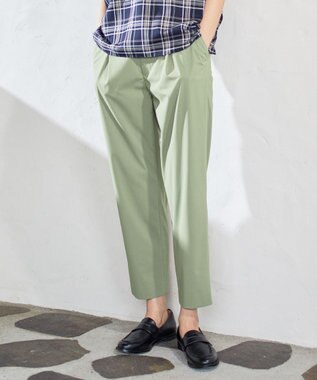  【洗える】マイクロタイプライターストレッチ テーパード パンツ