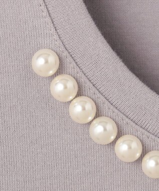 Feroux 【UVケア】パールネック Tシャツ ライトグレー系