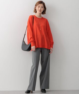 23区 L 【洗える】ウォームストレッチ ワイドパンツ グレー系