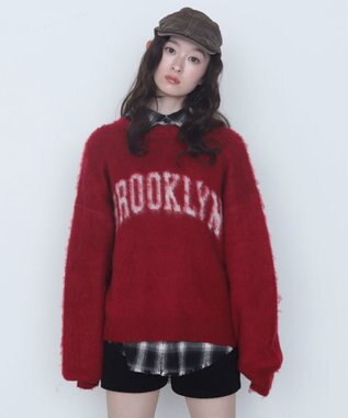 WEGO モヘアタッチBROOKLYNロゴニット レッド
