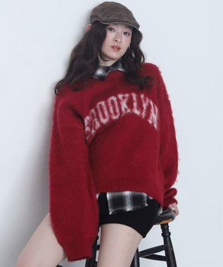 WEGO モヘアタッチBROOKLYNロゴニット レッド