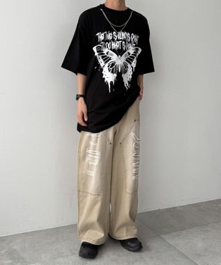 WEGO アクセ付きハードグラフィックT（SS） ブラック