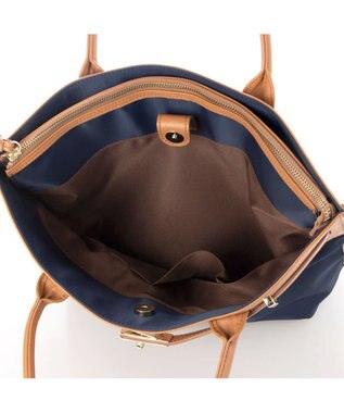 UNBILLION 【テレビ ドラマ着用アイテム】ペルケ perche / ナイロン牛革ヒネリ金具トートバッグ ネイビー