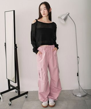 WEGO モヘアタッチ2WAYワンショルニット ブラック