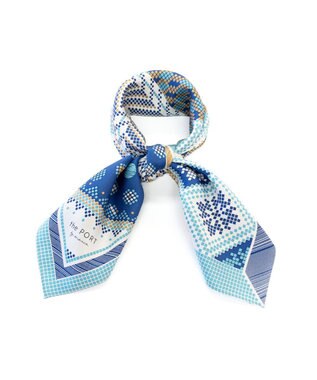 Marca 【the PORT by marca】EMBROIDERY 小判 シルクツイル スカーフ BLUE