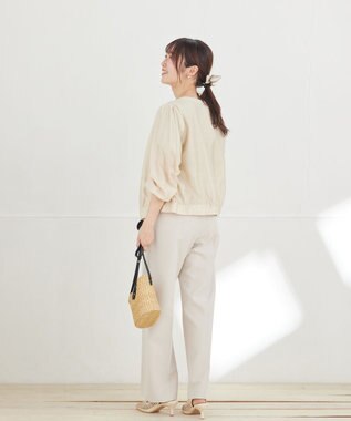 Tiaclasse L パールボタンシアーブルゾン ベージュ