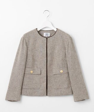 J.PRESS LADIES 【洗える】Calameraリングメッシュ ジャケット ブラウンMIX系