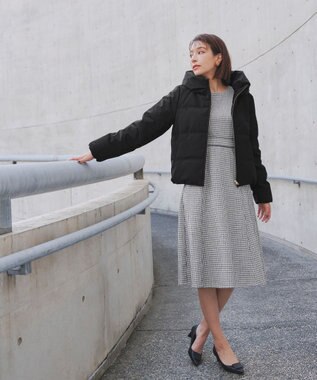 Tiaclasse L 【洗える】ツイード配色フレアワンピース グレー