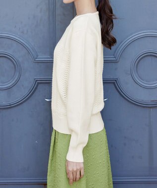 Tiaclasse 【洗える】ウェーブ編みニットプルオーバー オフホワイト