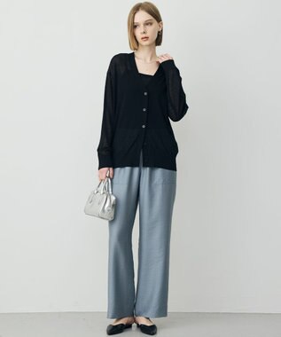 ICB 【先行予約】 リネンブレンドシアー カーディガン ブラック