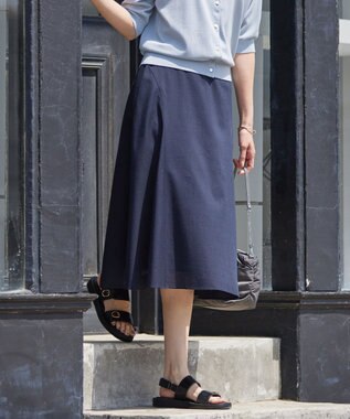 J.PRESS LADIES 【洗える】カールマイヤーシアー シャドーストライプ スカート ネイビー系