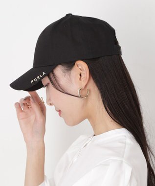 MOONBAT FURLA(フルラ) ロゴ刺繍キャップ UV対策/手洗い可能/抗菌防臭加工 ブラック