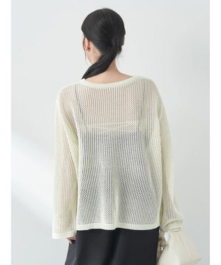 earth music&ecology ラメメッシュプルオーバー Ivory