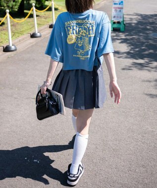 WEGO イラストモチーフグラフィックショートT サックス