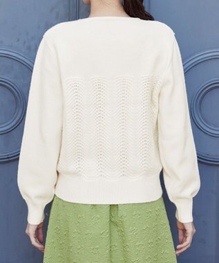 Tiaclasse 【洗える】ウェーブ編みニットプルオーバー オフホワイト