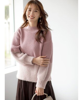 ANY SIS 【洗える】グラデーションフェザー ニット ピンク